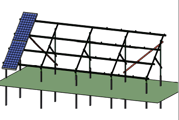 Two-row, two-pillar system with a vertical arrangement of solar modules