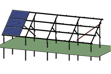Трирядна, двоопорна система з горизонтальним розташуванням модулів