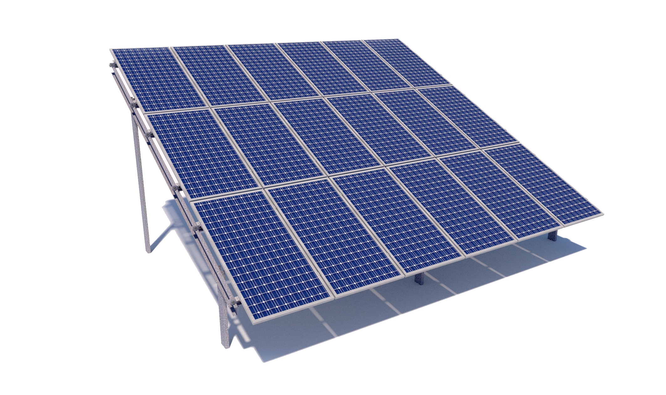 Трирядна, трипорна система з вертикальним розташуванням сонячних модулів